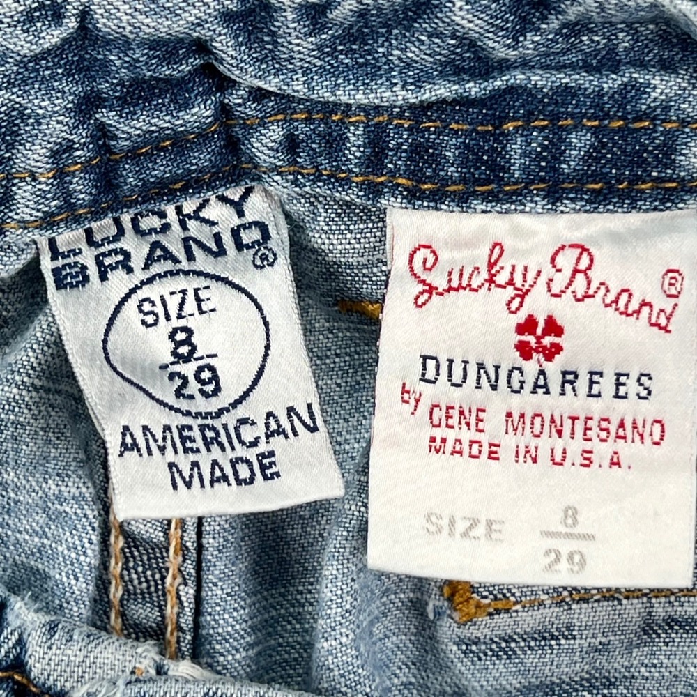 Vintage Lucky Brand Dungarees Jeans Womens 8/29 Blue Denim Wide Leg Cargo USA - Picture 2 of 8
